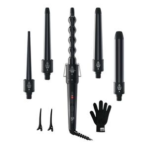 Ohuhu 5-in-1 Ceramic Curling Iron Wand 5 Piece Set w/ Barrels Hair Clips & Glove